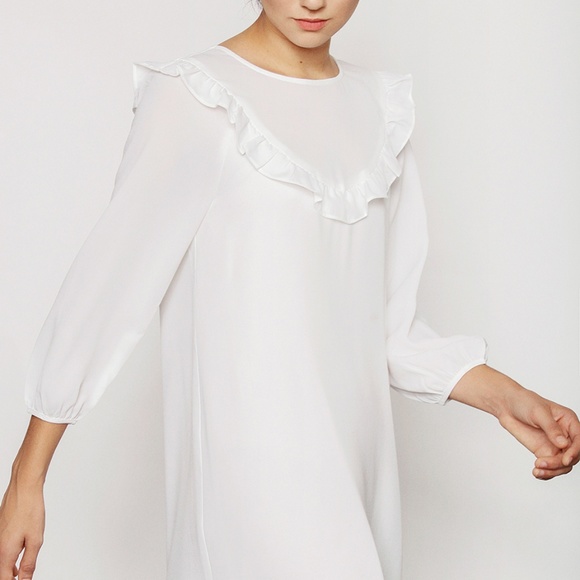 WHITE FLOWY RUFFLE DRESS - Picture 4 of 6